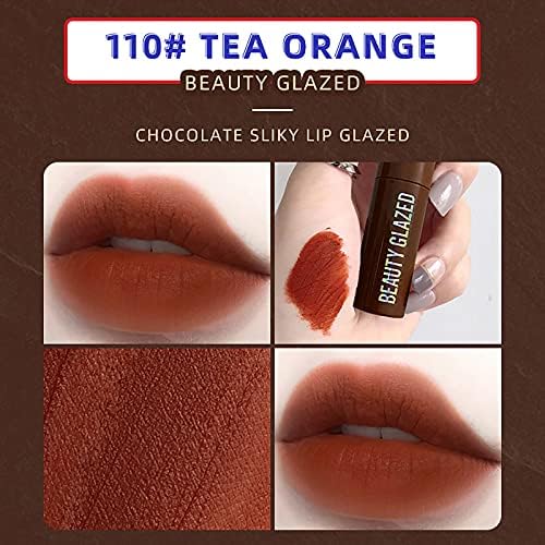 BLMIEDE Chocolate 12 Блясък за устни с не выцветающей глазура, Цвят червило, спирала за устни, 20 (C # 6, един размер)