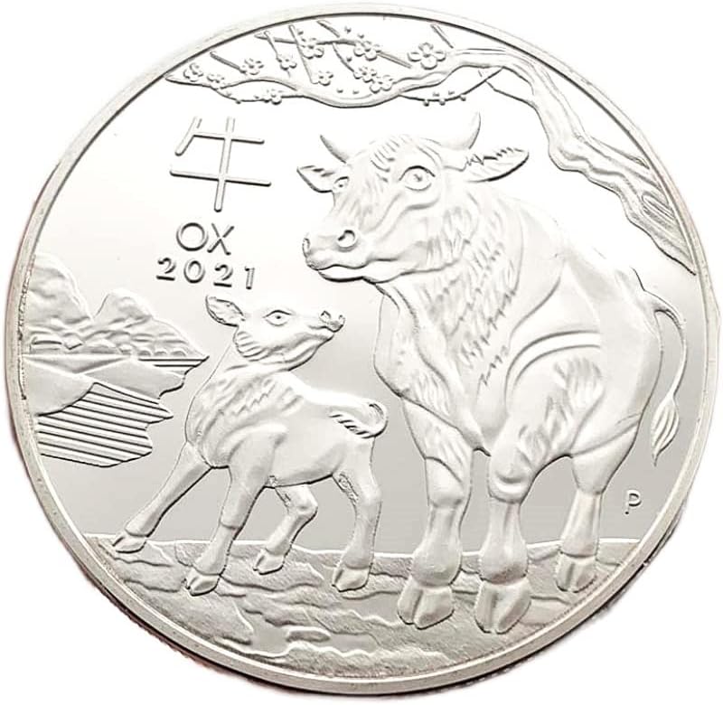 2021 Австралийски Зодиакални Грозен Бик, Посеребренный Медальон, Коледна Монета Година На Бика, Възпоменателна Монета