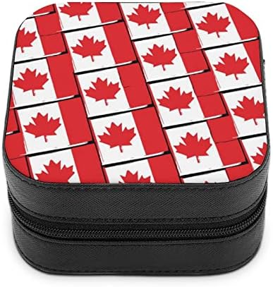 Канада Флагр Кутии За Бижута, Изкуствена Кожа Портативен Дисплей Кутия За Съхранение на Притежателя Мини Торбичка за Подарък Жени