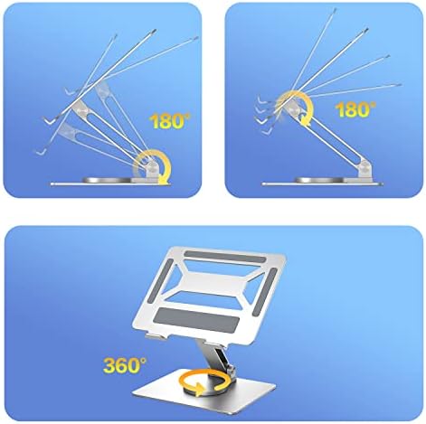 VFENG на Въртящата се на 360 градуса Алуминиева Регулируема Поставка за лаптоп, Съвместима с лаптопа 12 ~ 17 инча