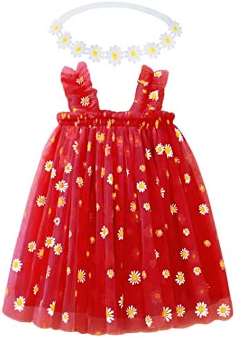 BGFKS/рокля-пакетче с маргаритками за малки момичета, празнична рокля на принцеса с Мека превръзка на главата във формата на цвете Маргаритки.