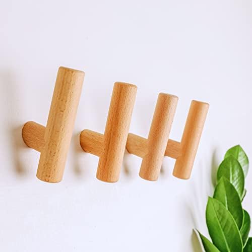 Дървени Стенни куки OLRA за палто - 4 опаковки от Дървени стенни куки - Дървени клечки за окачване - Декоративни