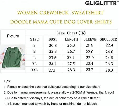 GLIGLITTR Hoody Dog Мама Дамски Сладка Тениска с Изображение на Doodle Мама, Забавна Тениска За Любителите на Кучета