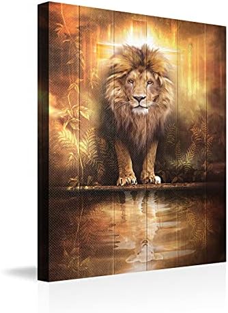 Магазин DesDirect Лъв Исус на Юдеите Стенно изкуство Кристиан Божият Агнец Стенно изкуство Платно на 24 x 36
