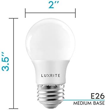Led лампа LUXRITE A15 с Мощност 40 W, еквивалент на 7 W, 5000 К (ярко-бяла), 600 Лумена, Предназначена за закрит лампа, Лампа за вентилатори с регулируема яркост, средна база E26, в сп?