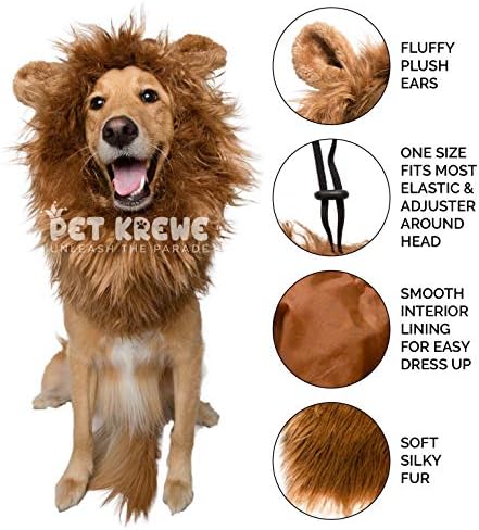 Костюм за Хелоуин с грива на лъв за големи кучета Пет Krewe–Подходящи за размер на врата 13 -32- Лъвската Грива