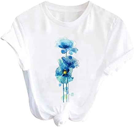 Най-Тениска за момичета Есен-Лято 2023, Къс Ръкав, Деколте Лодка, Графичен Принт, Цветна Неделя, Секси Блуза W6 W6