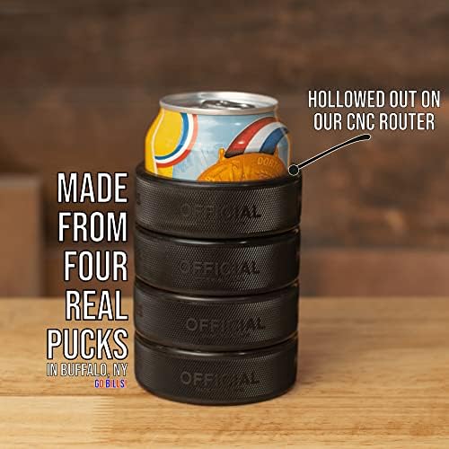 Охладител за бира, консервни кутии, изработени от 4-истински отбор по хокей на шайби [2], на 12 унции, Охладител за бира за по хокей на подаръци, Черни Охладители за кути