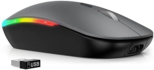 Безжична мишка Deeliva Bluetooth, Мишката Bluetooth 5.0 и 3,0 2,4 G Акумулаторна Тънка Тиха Led USB-Безжична мишка