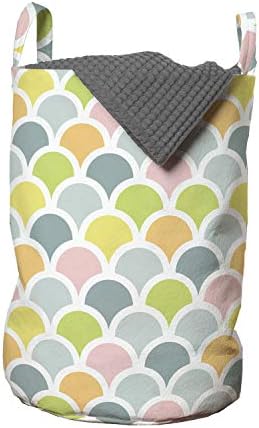 Абстрактна чанта за дрехи Ambesonne с участието на половин кръгове или риба кожа в пастелни цветове, Кошница за