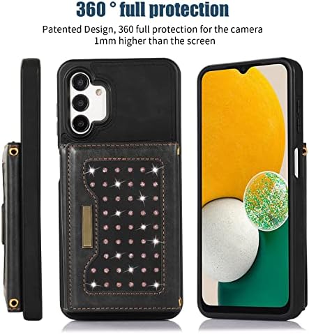 Чанта-портфейл XYX за Samsung A13 4G, лента за през рамо от изкуствена кожа, RFID Блокиране на Притежателя за кредитни карти, Калъфи за карти за жени и момичета, с Регулируема ?