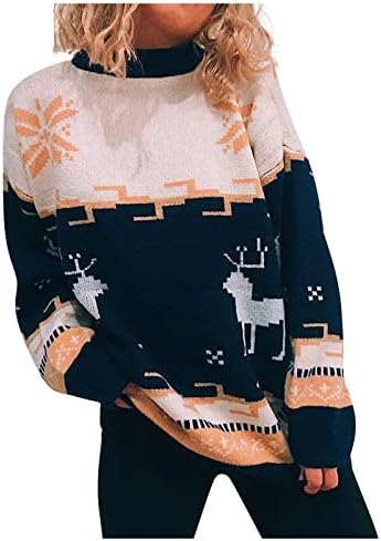 Дамски Коледни Пуловери Модерен Малък Пингвин, Свободен Пуловер с Дълъг Ръкав, Пуловер за Мъже