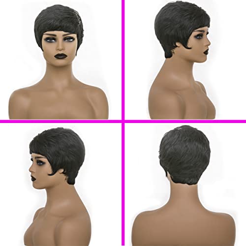 BOBCOO Pixie Cut Човешкия Перука Къса Перуки за черни Жени Къса Бразилски Перуки от Девствени Коса Pixie Пластове