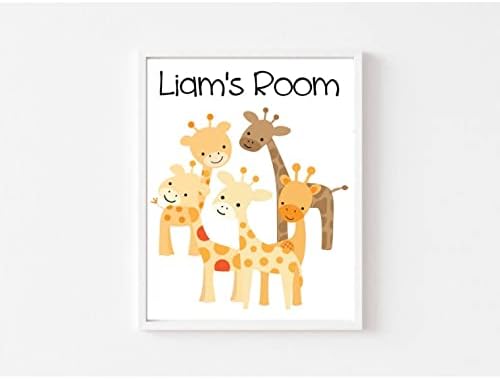 Развъдник жирафи отпечатва Потребителското си име. табела в стил фермерска къща, детска стая, заек, качествен принт,