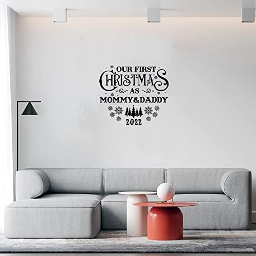 Първата ни Коледа с Мама и Татко 2022 Офис Начало Стенен Декор С Надписи, Стикери за Стена, Стикер на Стената за