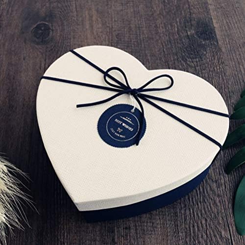 Скоростна VALICLUD с Лък във формата на Сърце, Подарък За Свети Валентин, Опаковъчна Кутия за подаръци за Рожден Ден - Размер M (Синя Долна Бяла капачка)