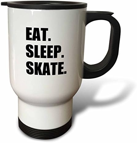 3dRose Eat Sleep Skate Любител на кънки Страстен Кънкьор Черна Пътна Чаша с Надпис, 14 Грама, Неръждаема Стомана