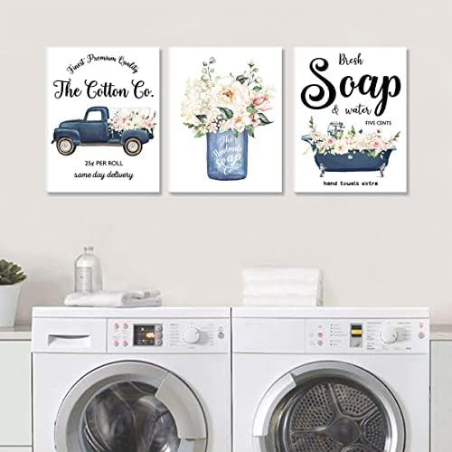 Anyzal Комплект от 3 Стенни Рисунки върху Платно за пране, Реколта Означения за пране, Правила, HD Изображение за