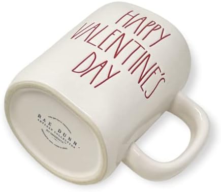 Чаша Rae Dunn HAPPY VALENTINE ' S DAY - Керамични - Червена вътре - Може да се използва в микровълнова печка - Може