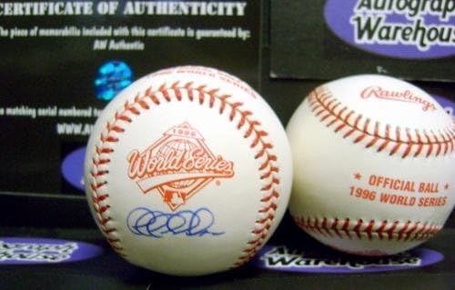 Бейзболни топки с автограф на Джеф Нелсън 1996 World Series Baseball (Ню Йорк Янкис) light signature отстъпка -