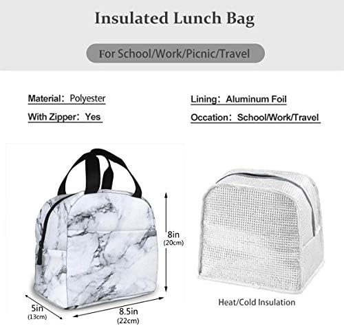 луксозна Бяла Мраморна чанта за обяд, за Жени, Момичета, Деца, Изолирано чанта за Пикник, Термосумка-Хладилник,