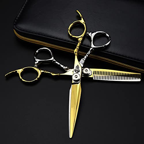 Ножица За Подстригване на Коса, 6 Инча Професионални Японски Ножици От Стомана 440c със Златна Корона, Ножица За