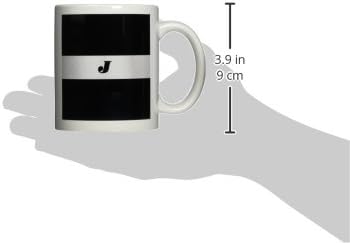 Керамична чаша 3dRose mug_62606_1 Сребристо-Черна с Монограм и Буква J, 11 Грама