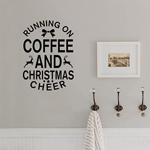 Стикери за стена с изображение на Кафе и Коледните Настроения, Коледни Стикери за Стена, Стикер от PVC, Зимни Стикер