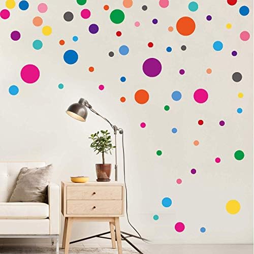 PARLAIM с Преливащи се цветове Стикери за стена с различни размери на точки, Етикети за декора на стените на детската