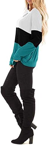 Andongnywell/ на Женската Риза в цвят блок с дълъг ръкав, Ежедневни Блузи с кръгло деколте, Тениска с кръгло деколте