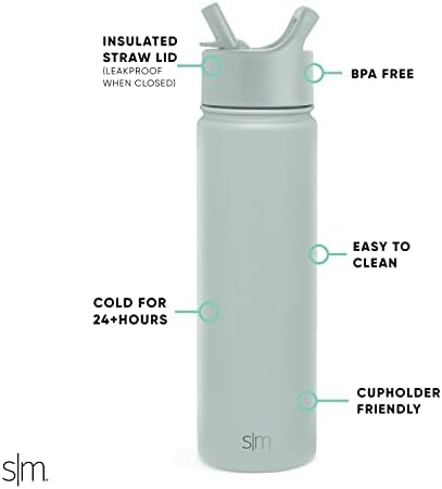 Просто Модерна Бутилка за вода със Сламен капак, Метален Термос от Неръждаема Стомана с Вакуумна Изолация | Множество