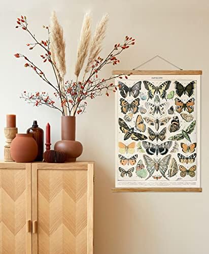 Ovfovy Реколта Рамка за Закачалки за плакат с пеперуди, Стенни Щампи в ретро стил, Отпечатани на Льне в рамка от