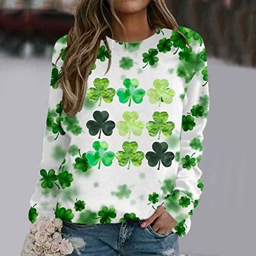 CGGMVCG Дневната Риза на Св. Патрик Жена С Дълъг Ръкав Дамски Модни Оверсайз с Цип Дълги Зелени Потници за Жени St Patricks