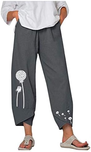 Панталони YUHAOTIN, Ежедневни Широки Еластични дамски панталони с флорални принтом, Женски Колан на талията, на 4 юли, дамски работни панталони, миниатюрни