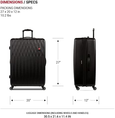 Сгъваем багажа SwissGear 8018 Hardside с въртящи се колела, Черен, Комплект от 3 теми (24/27 20)