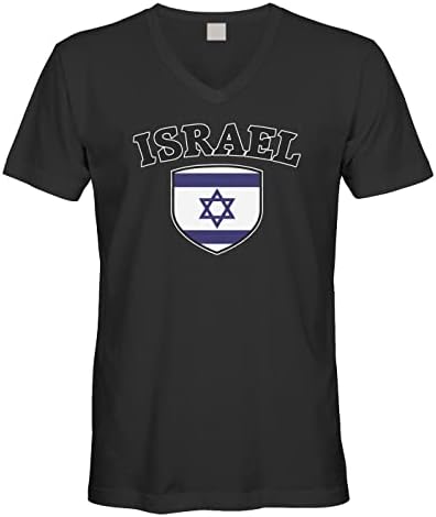 Мъжка тениска с V-Образнымвырезом и Гербовым щит на Израелския хартата на Израел