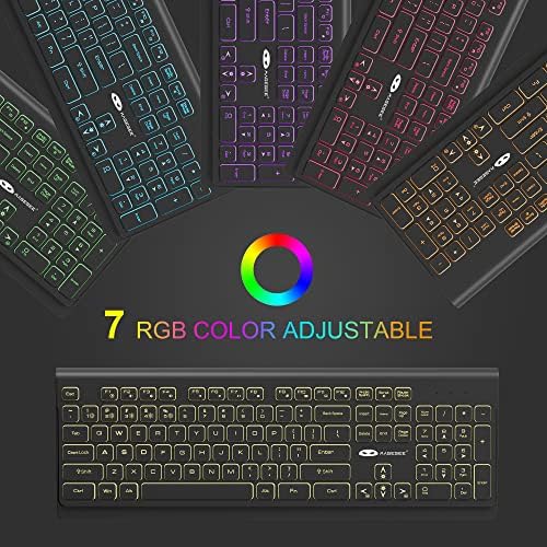 Комбинирана безжична клавиатура и мишка 2,4 G с хубав тих шепот, Компактен, RGB осветление, комплект безжична клавиатура и мишка 4000 mah, ултра-тънък, елегантен дизайн за W