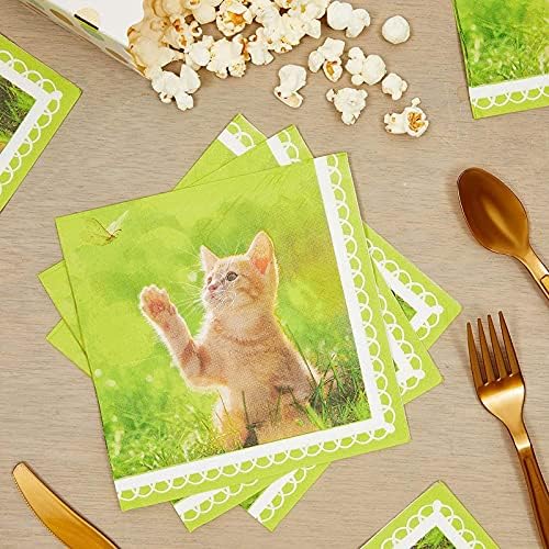 Хартиени салфетки за коте за парти по случай рождения Ден на момичетата (Зелени, 6,5 инча, 150 опаковки)