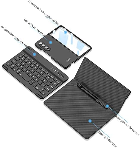 Bluetooth Клавиатура + Калъф + Кожен калъф Безжична за Samsung Galaxy Z Fold 2 3 4 5 ГРАМА Регулируем Магнитен (1,