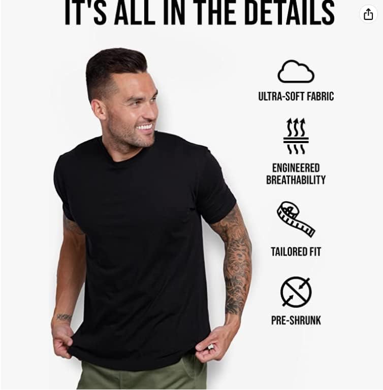 Мъжки t-shirt MNETECH, Меки плътно Прилепнали Тениски с кръгло деколте и ръкав от Поли/памук, Класически тениски