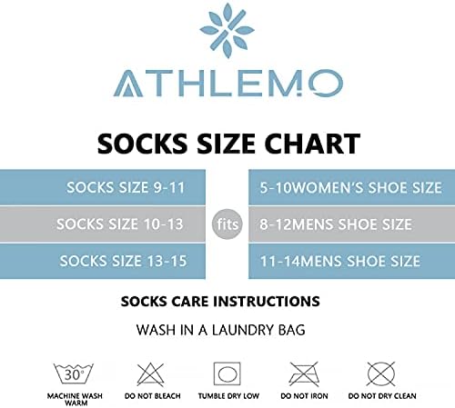 Athlemo 6 Двойки Бамбукови Чорапи за мъже, За Потни крака, Безшевни и Меки, Дишащи, Против миризма