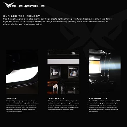 Фарове Alpha Owls 8710043 с пълна led проектор И бяла led ленти осветление - Черен Кехлибар Идеален за Dodge Ram