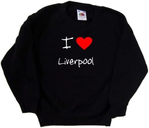 Черна детска Hoody I Love Heart Liverpool