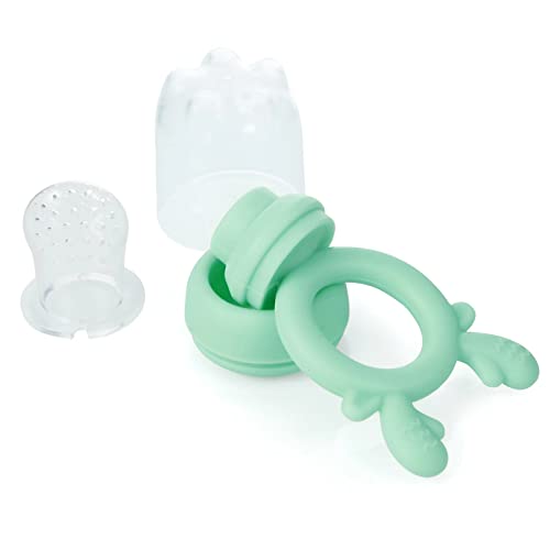 PandaEar 2 Опаковки Силиконовата Детска Хранилки за пресни плодове с 3 Силиконови Чували с Различни Размери за Улесняване на никнене на млечни зъби|Ясла за бебешка хран