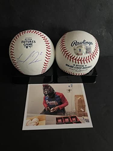Майкъл Харис Атланта Брейвз С Автограф от Подписа Официален бейзболен мач на Фючърсите за 2021 година Бекет COA