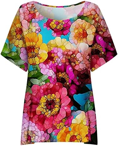 Тениска за Жени, по-Големи Размери, Блузи с Флорални Принтом в стил Бохо, 2023, Лятна начинът, по който Сладка Тениска