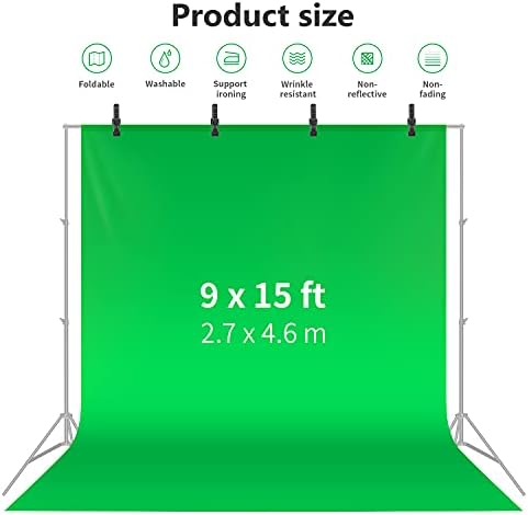Нов 9x15 фута/2,7 x 4,6 Метра Зелен Хром Полиестер Фон, за Фон на екрана с 3 Скоби за Фото Видео Студийната снимане