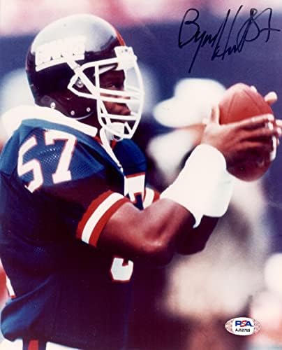 Байрън Хънт с автограф и подпис на 8x10 снимка NFL New York Giants PSA COA