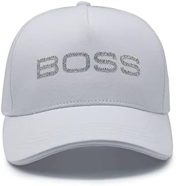 Бяла бейзболна шапка на TPower за жени с логото на Boss от планински кристал, Лека женска шапка с пайети, Оригинална дамска шапка от памук с високо качество, закопчалката