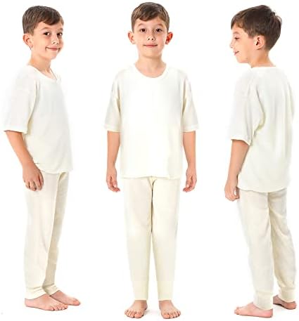 Основен слой от чиста вълна и естествен Мериносова за деца, момчета на възраст от 1 до 11 години, Комплект от Горната Тениски и Долните Минерални Подштанников